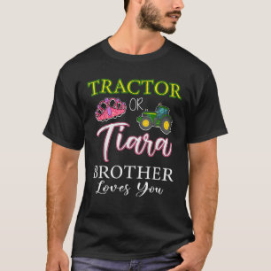 Tractor or Tiara Gender Reveal Party Matching Baby T-Shirt