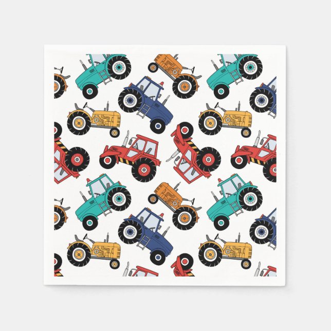 Tractor Paper Napkin, Farm Birthday Party Supplies Napkin (Front)