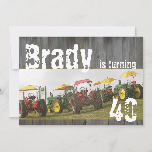 Tractor Party Invitation: Barn wood & tractors Invitation (Front)