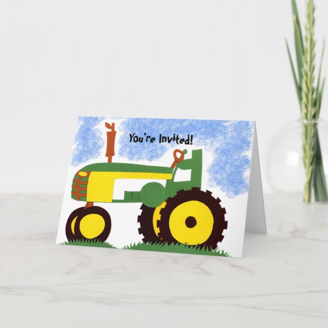 Tractor Party Invitation Card (Front)