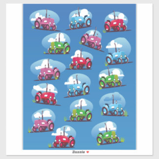 Tractor Pattern (Blue Background)