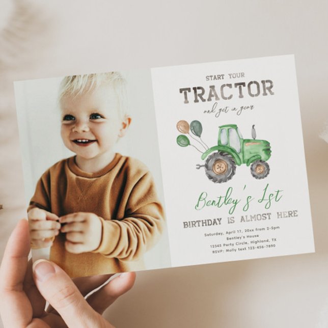 Tractor Photo Birthday Invitation | Farm (Creator Uploaded)