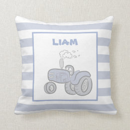 Tractor Pillow Blue