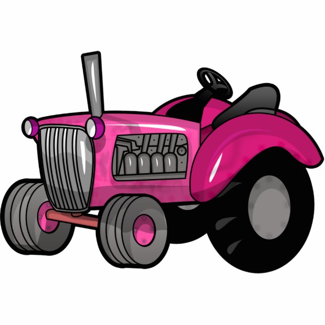 Tractor - Pink Photo Sculpture Magnet (Front)