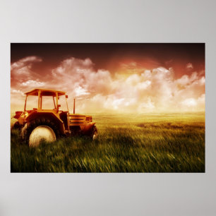 Tractor Ploughing poster