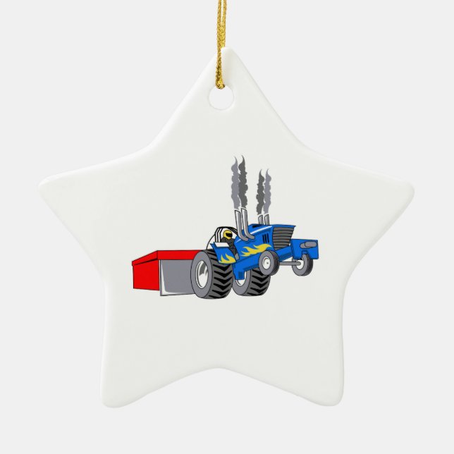 TRACTOR PULL CERAMIC TREE DECORATION (Front)