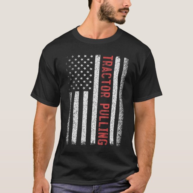 Tractor Pulling American Flag 4th of July Cool Nov T-Shirt (Front)