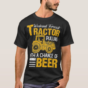 Tractor Pulling Weekend Forecast Tractor Beer Gif T-Shirt
