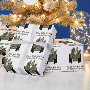 Tractor Santa Holiday wrapping paper