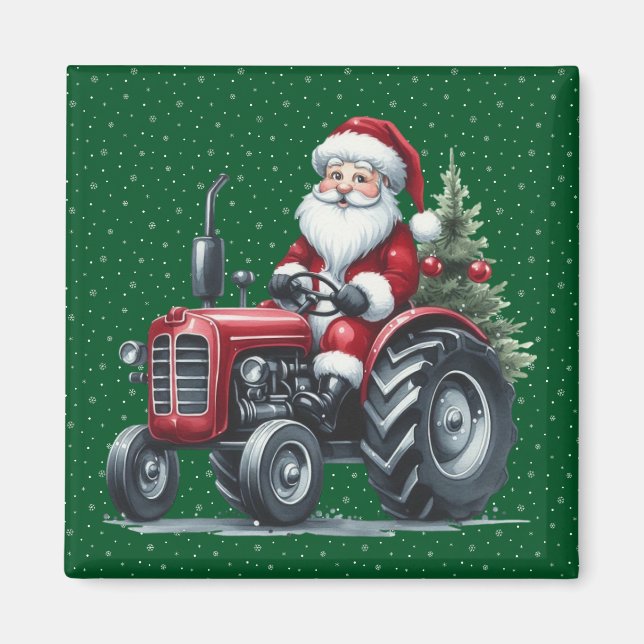 Tractor Santa Magnet (Front)