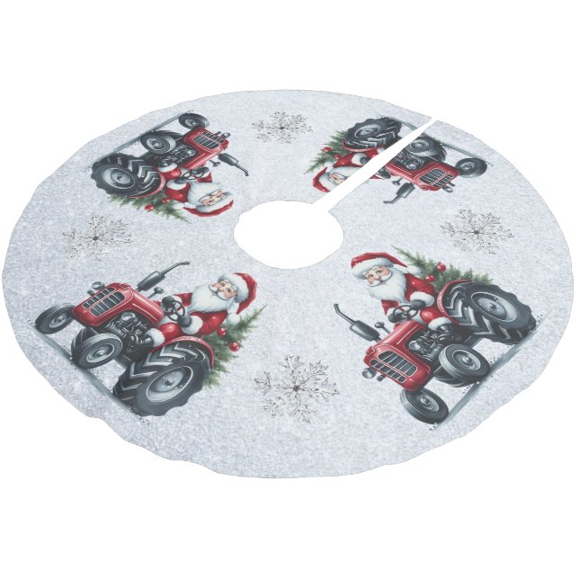 Tractor Santa Tree Skirt (Angled)