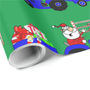Tractor Santa With Gifts Christmas Wrapping Paper