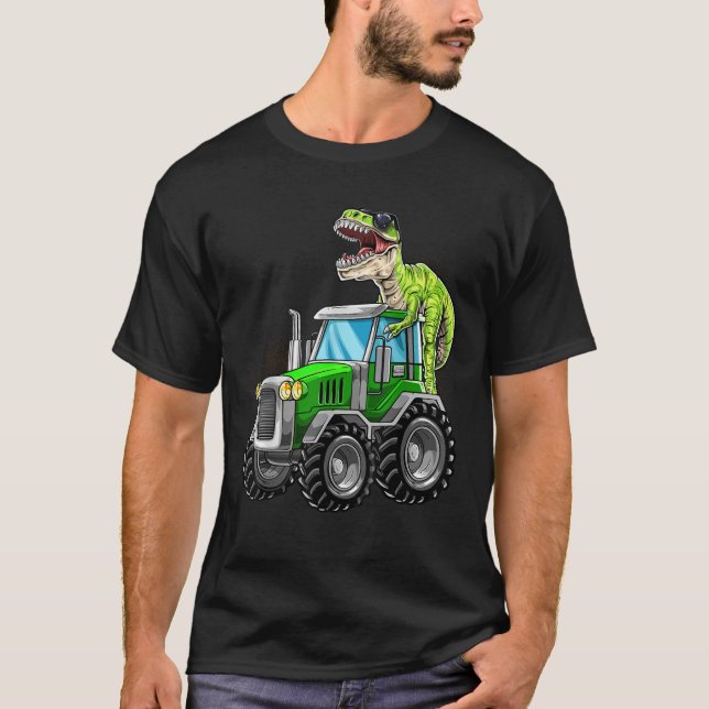 Tractor Saurus Rex T Rex Dinosaur Tractor Birthday T-Shirt (Front)