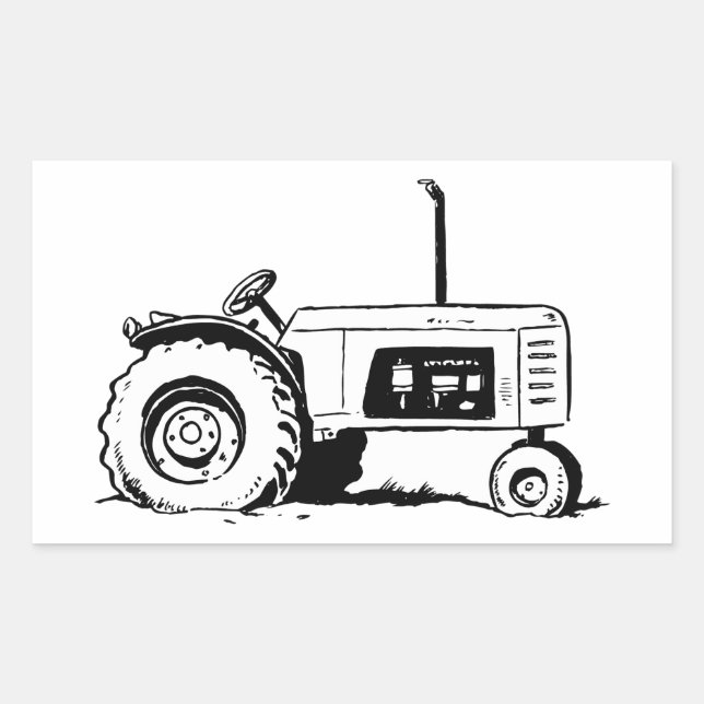 Tractor Sketch Rectangular Sticker (Front)