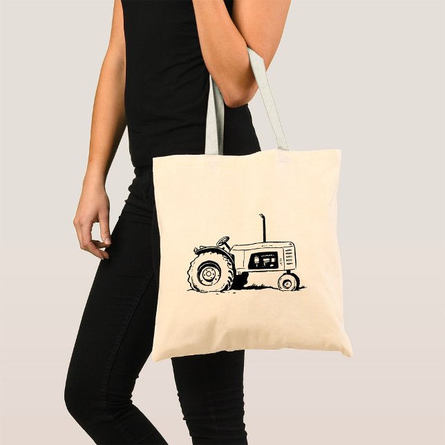 Tractor Sketch Tote Bag (Creator Uploaded)