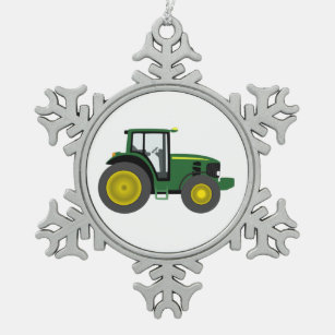 tractor snowflake pewter christmas ornament