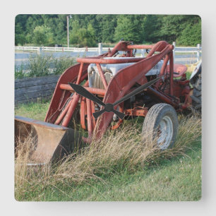 tractor square wall clock