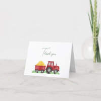 Tractor Thank You Card, Barnyard Farm Birthday