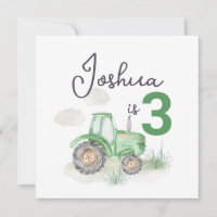 Tractor Theme 13.3cm x 13.3cm Invitation