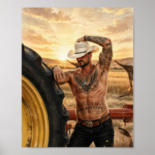 Tractor Tire Cowboy Poster