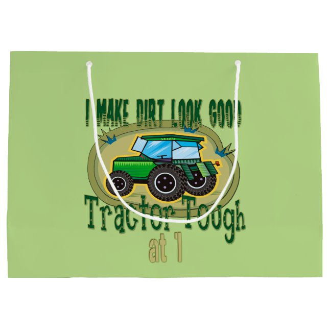 Tractor Tough 1st Birthday Large Gift Bag (Back)