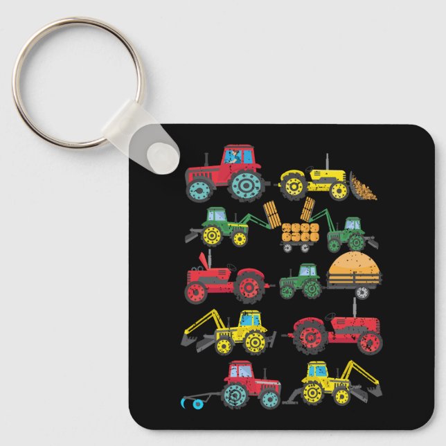 Tractor Trailers Boys Kids Farm Machinery Vehicles Key Ring (Front)