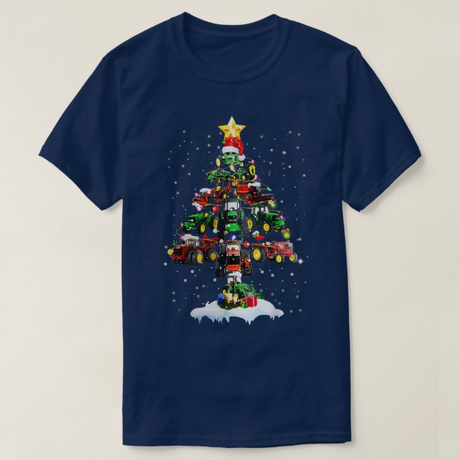 Tractor Truck Christmas Tree Light Farm Tractor Ug T-Shirt (Design Front)