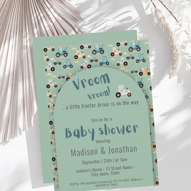Tractor truck farmers boy baby shower Invitation (Creator Uploaded)