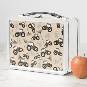 Tractor Truck Pattern Farm Equipment  Metal Lunch Box