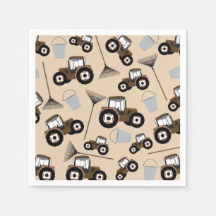 Tractor Truck Pattern Farm Equipment Napkin