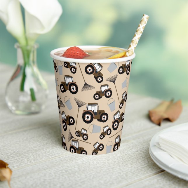 Tractor Truck Pattern Farm Equipment   Paper Cups (Insitu)