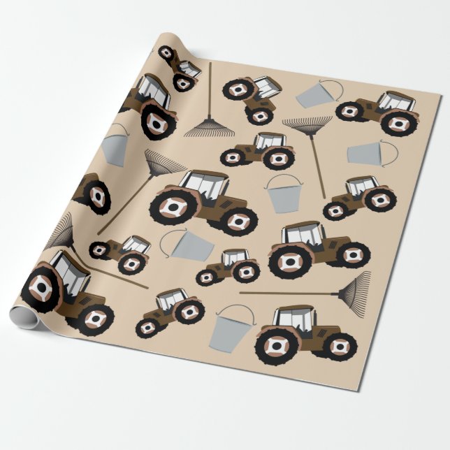 Tractor Truck Pattern Farm Equipment  Wrapping Paper (Unrolled)