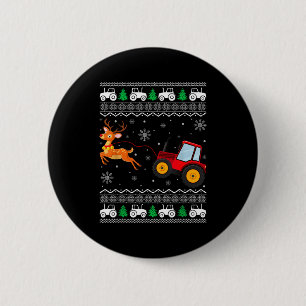 Tractor Ugly Christmas Tree Holiday Funny Xmas Boy 6 Cm Round Badge