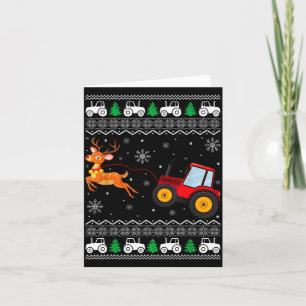 Tractor Ugly Christmas Tree Holiday Funny Xmas Boy Card