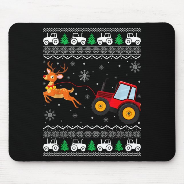 Tractor Ugly Christmas Tree Holiday Funny Xmas Boy Mouse Mat (Front)
