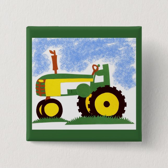 Tractor under Blue Sky 15 Cm Square Badge (Front)