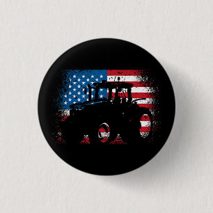 Tractor USA Flag design for Patriotic Farmer 3 Cm Round Badge