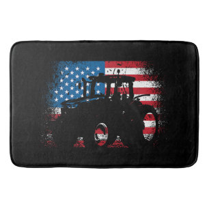 Tractor USA Flag design for Patriotic Farmer Bath Mat