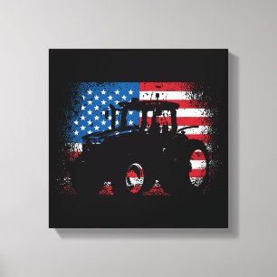 Tractor USA Flag design for Patriotic Farmer Canvas Print