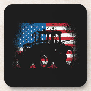 Tractor USA Flag design for Patriotic Farmer Coaster