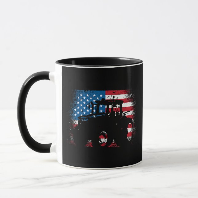 Tractor USA Flag design for Patriotic Farmer Mug (Left)