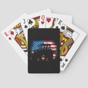 Tractor USA Flag design for Patriotic Farmer Playing Cards