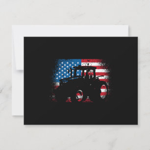 Tractor USA Flag Design for Patriotic Farmer Save The Date
