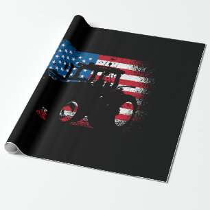 Tractor USA Flag design for Patriotic Farmer Wrapping Paper