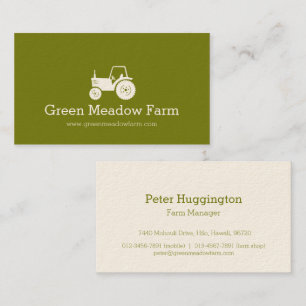 Tractor white green modern farm business card