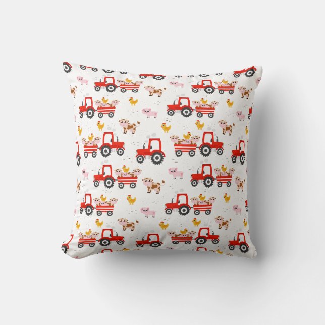 Tractor With Farm Animals Cushion (Front)