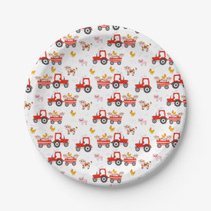 Tractor With Farm Animals Paper Plate
