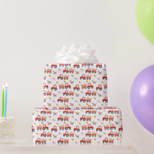 Tractor With Farm Animals Wrapping Paper