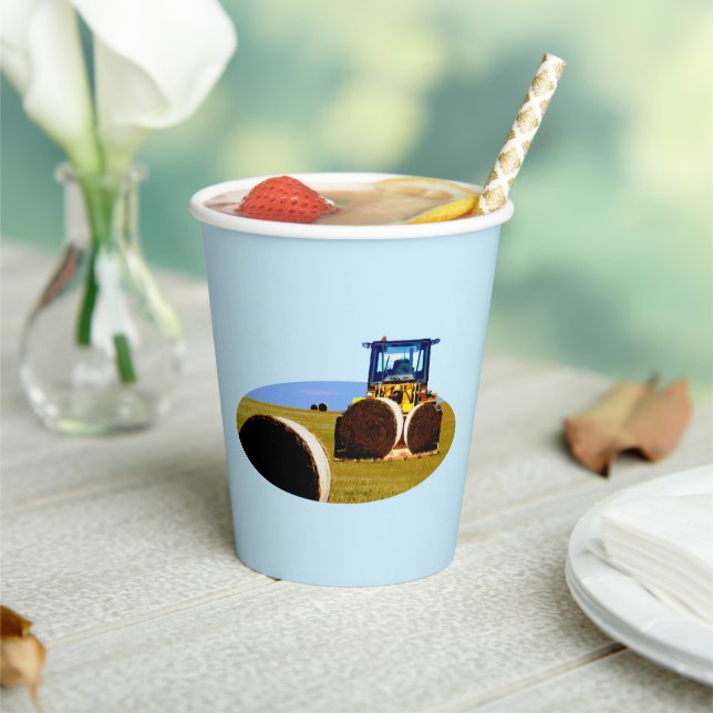 Tractor With Hay Bales Oil Paint,  Paper Cups (Insitu)