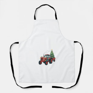 Tractor with Trailer Santa Farm Farmer Christmas Apron